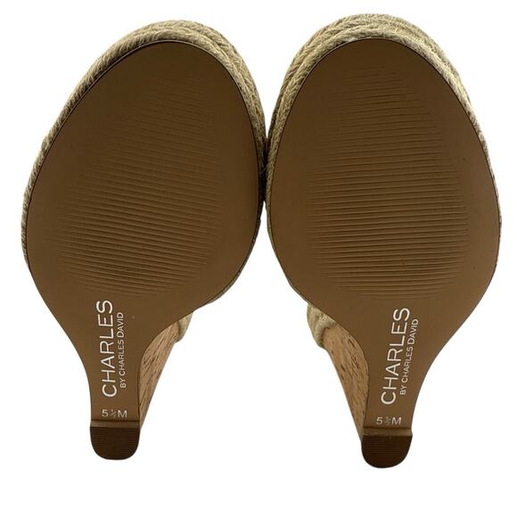 CHARLES by CHARLES DAVID White Brit Platform Wedge Leather Sandal Size 5.5 M NWB - Picture 16 of 16